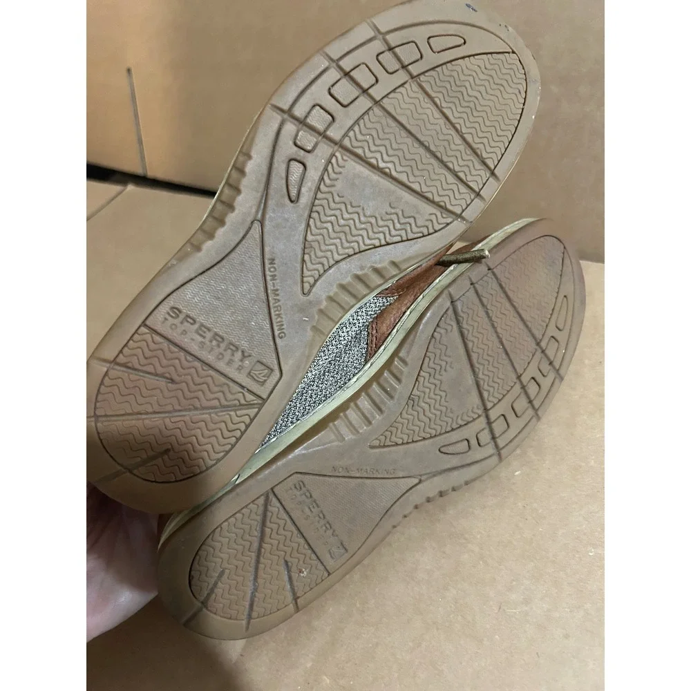 Sperry Top-Sider Womens 5.5M Brown Leather Mesh Boat Shoes Loafers